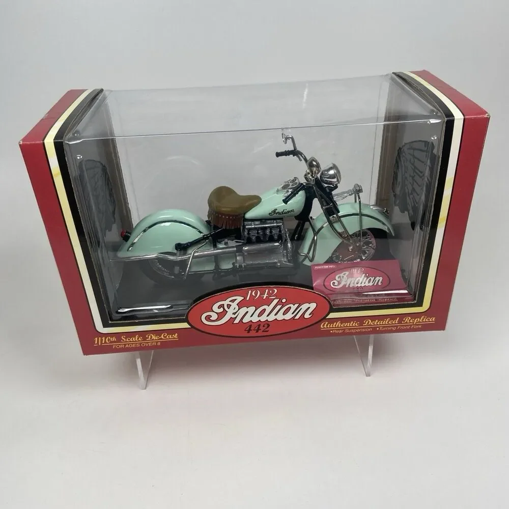 Tootsietoy Hard Body 1942 Indian 442 1:10 Diecast Motorcycle Blue/Tan Model